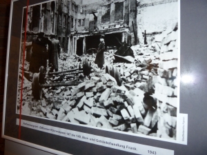 Images of Hamburg's destruction during the war on display in St. Nikolai. Photo credit: M. Ciavardini